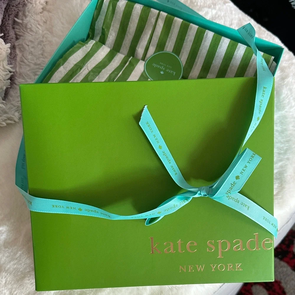 Kate Spade Green/Blue Gift Box with Blue Ribbon